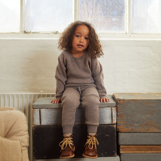 MERINO CLASSIC RIB LEGGINGS - NATURAL MELANGE