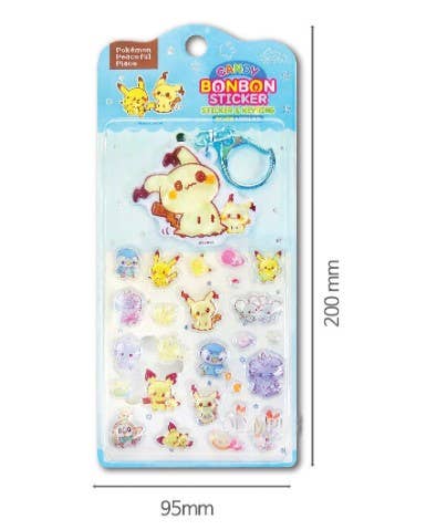 POKEMON CANDY BONBON STICKERS & KEY RING SET