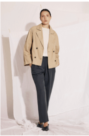 VARDA WOMAN WOVEN TRENCH JACKET - NAVY