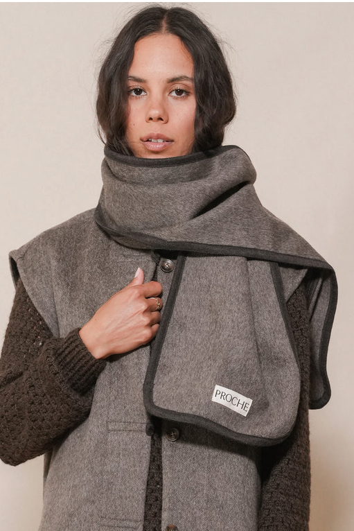 WOOL CASHMERE SCARF - MINK