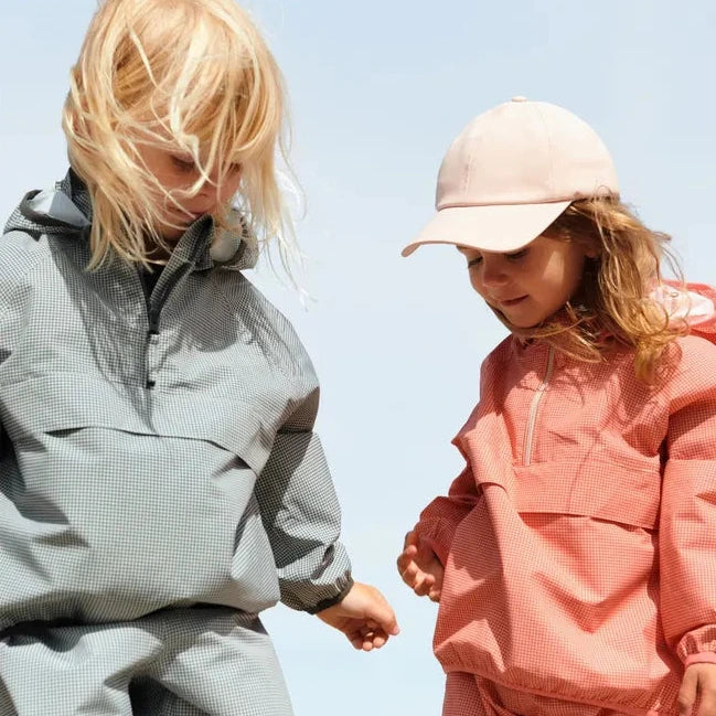 LIGHTWEIGHT GINGHAM WINDBREAKER - RED