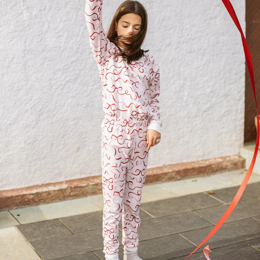 CLASSIC RED RIBBON STRIPE PAJAMA SET