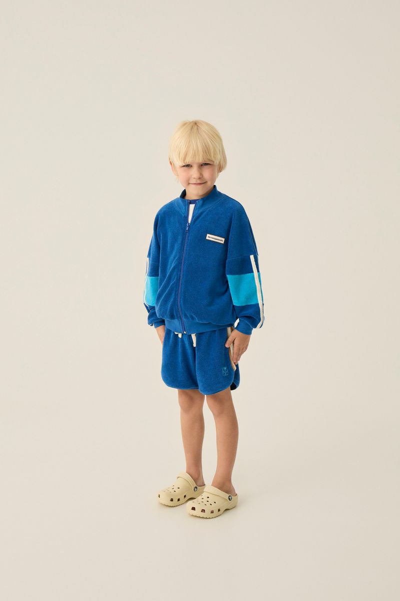 BLUE TERRRY COLOR BLOCK SHORTS