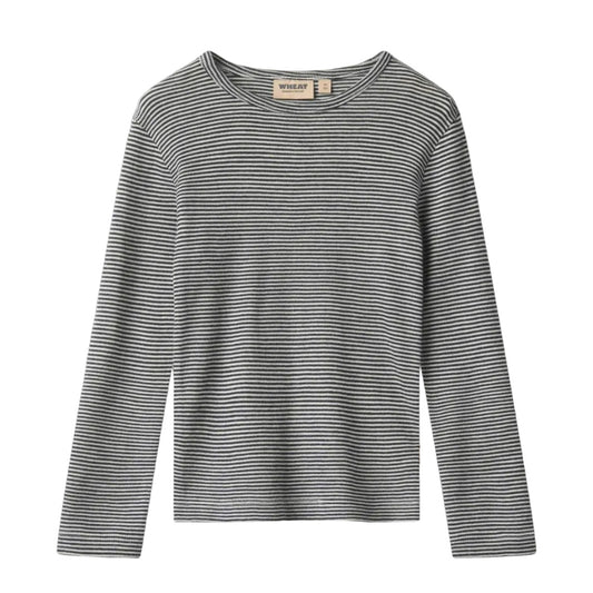 ALFIE MERINO WOOL LONG SLEEVE TEE - NAVY STRIPES