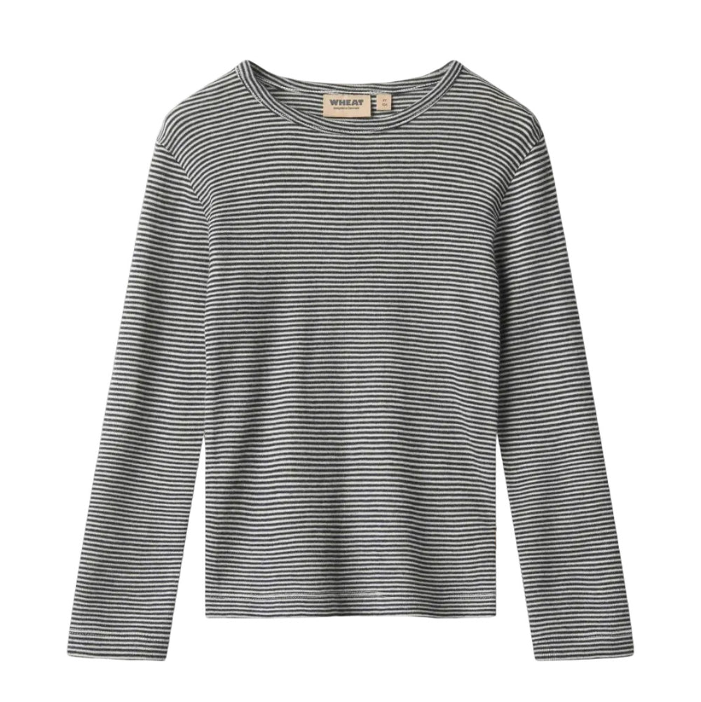 ALFIE MERINO WOOL LONG SLEEVE TEE - NAVY STRIPES