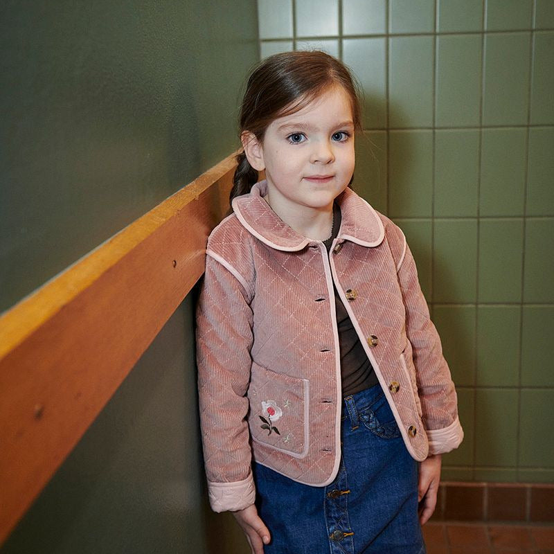 QUILTED CORDUROY JACKET W EMBROIDERY - TEA ROSE