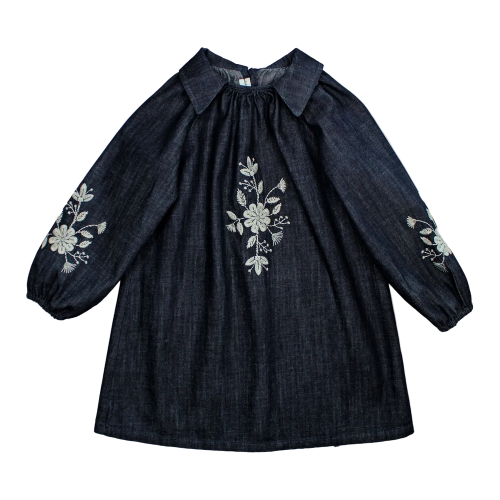 GIULIA DENIM EMBROIDERED DRESS