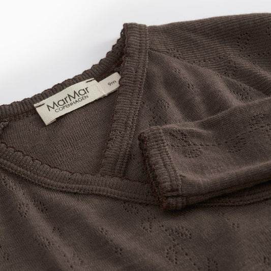 RUBETTA NOOS WOOL POINTELLE FULL BODY ONESIE - CHOCOLATE