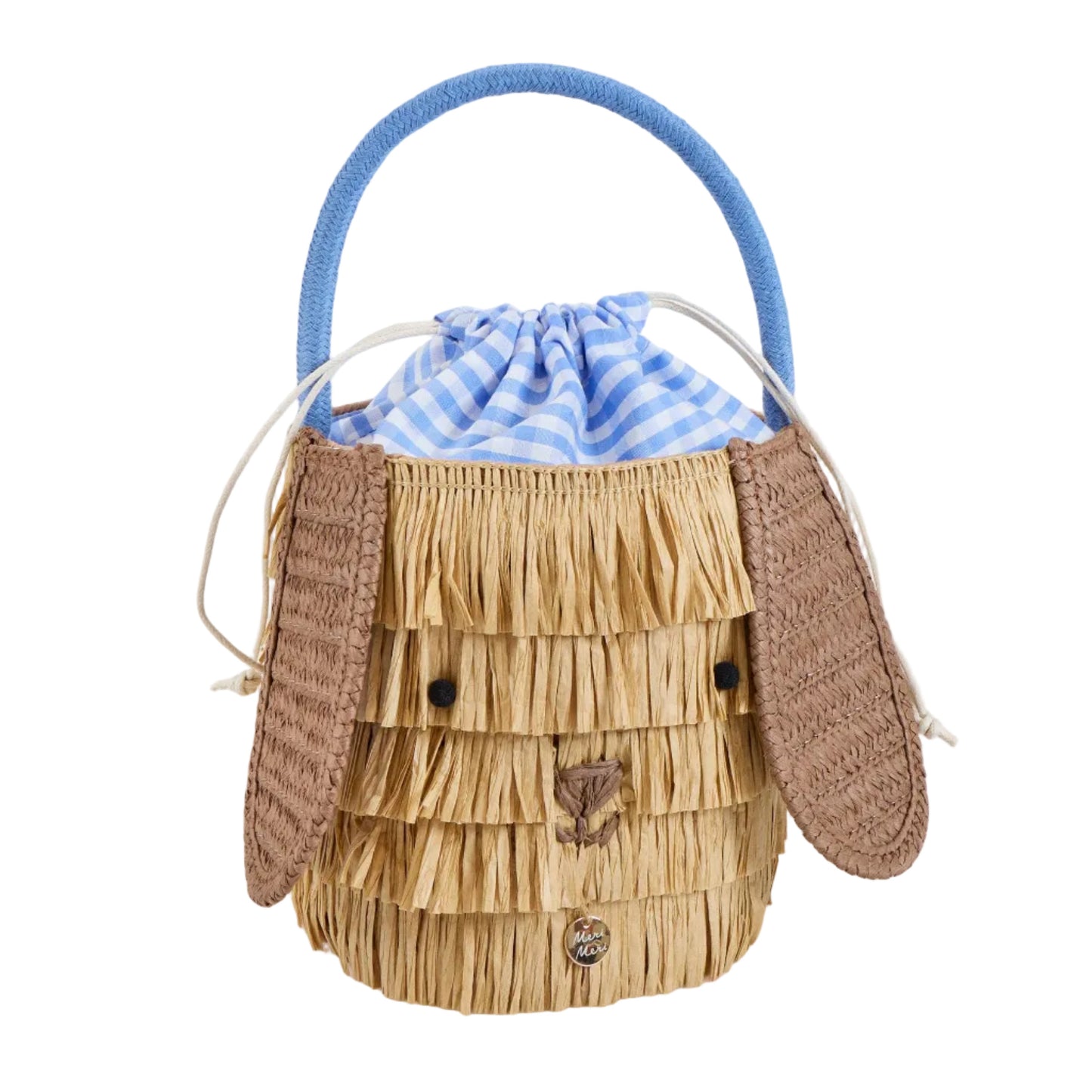 SHAGGY RAFFIA PUPPY BASKET