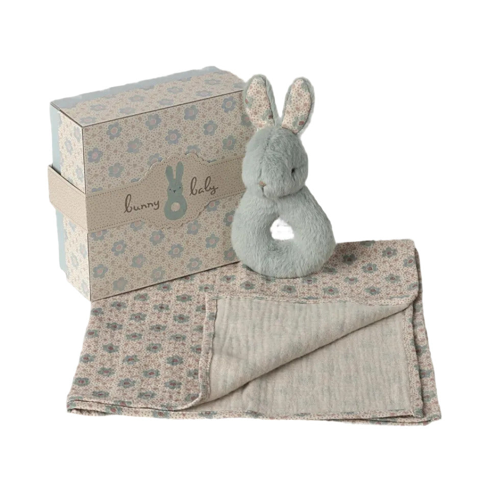 MAILEG RABBIT RATTLE SET - MINT