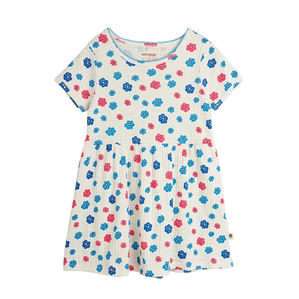 FLOWERS PICOT EDGE POINTELLE DRESS