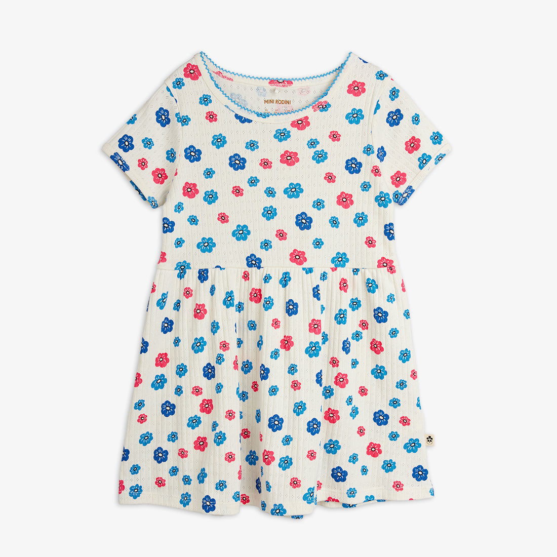 FLOWERS PICOT EDGE POINTELLE DRESS
