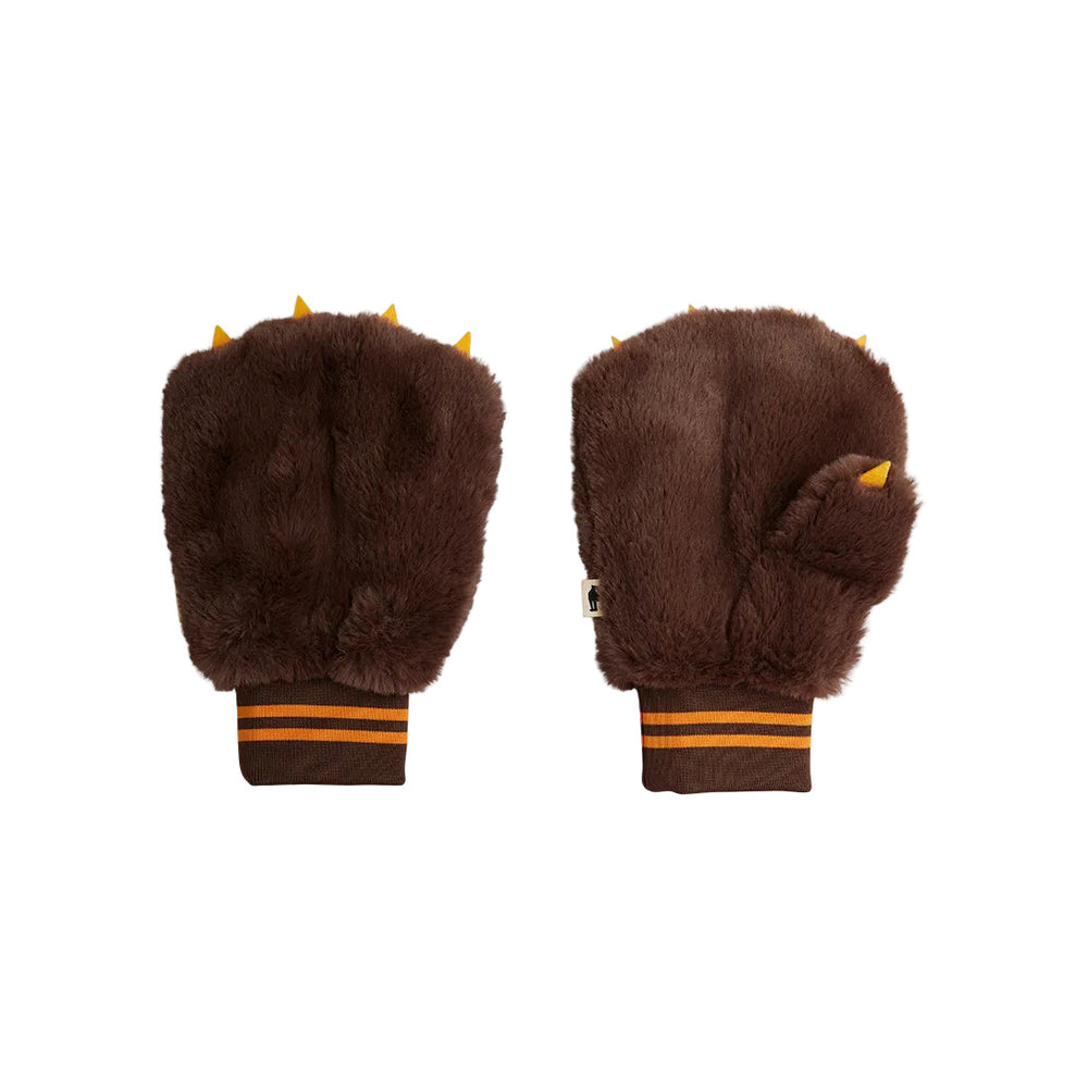 FAUX FUR MITTENS - BROWN