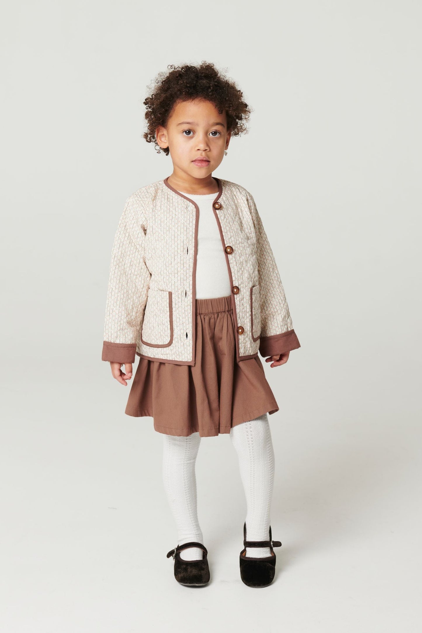 TWILL FLARE SKIRT - WALNUT