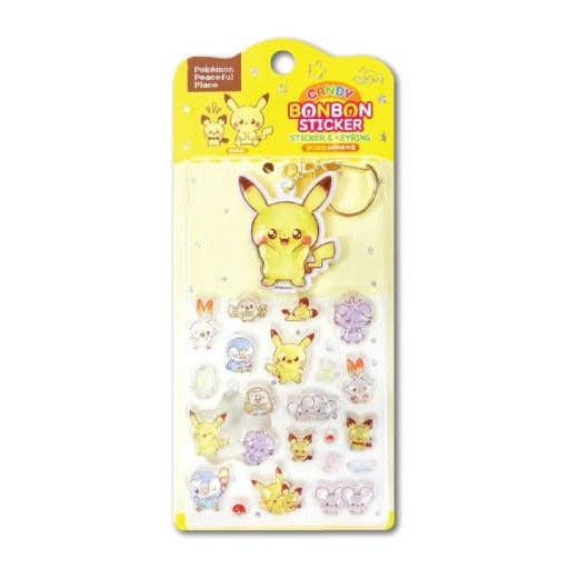 POKEMON CANDY BONBON STICKERS & KEY RING SET
