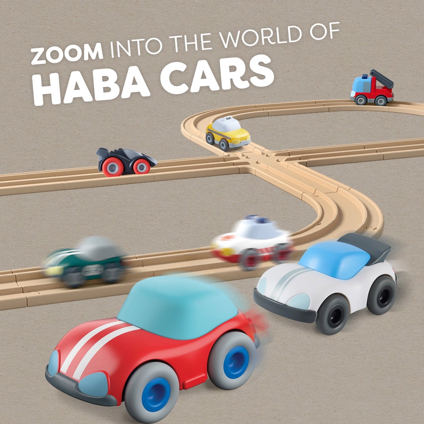 HABA WHITE SPEEDSTER CAR WITH MOMENTUM MOTOR