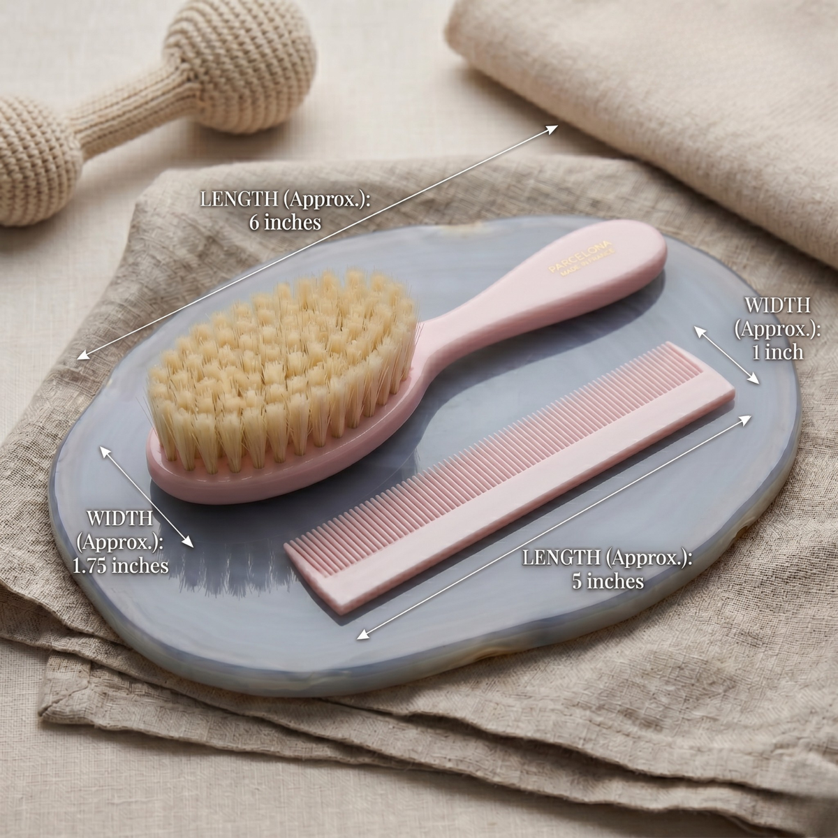 FRENCH BABY BRUSH AND COMB SET - GRAY
