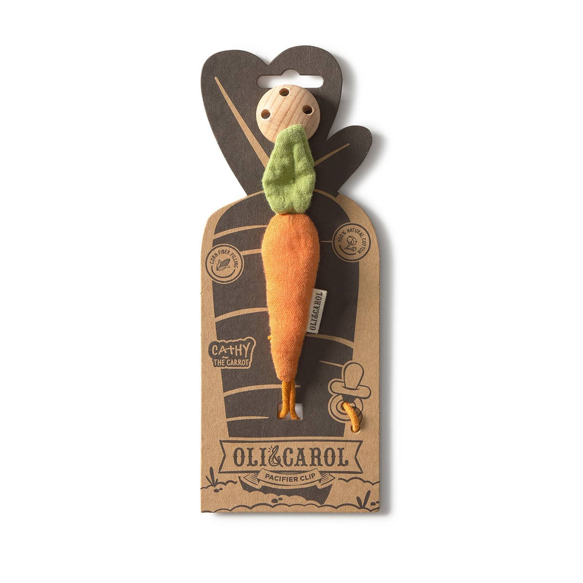 CATHY THE CARROT PACIFIER CLIP