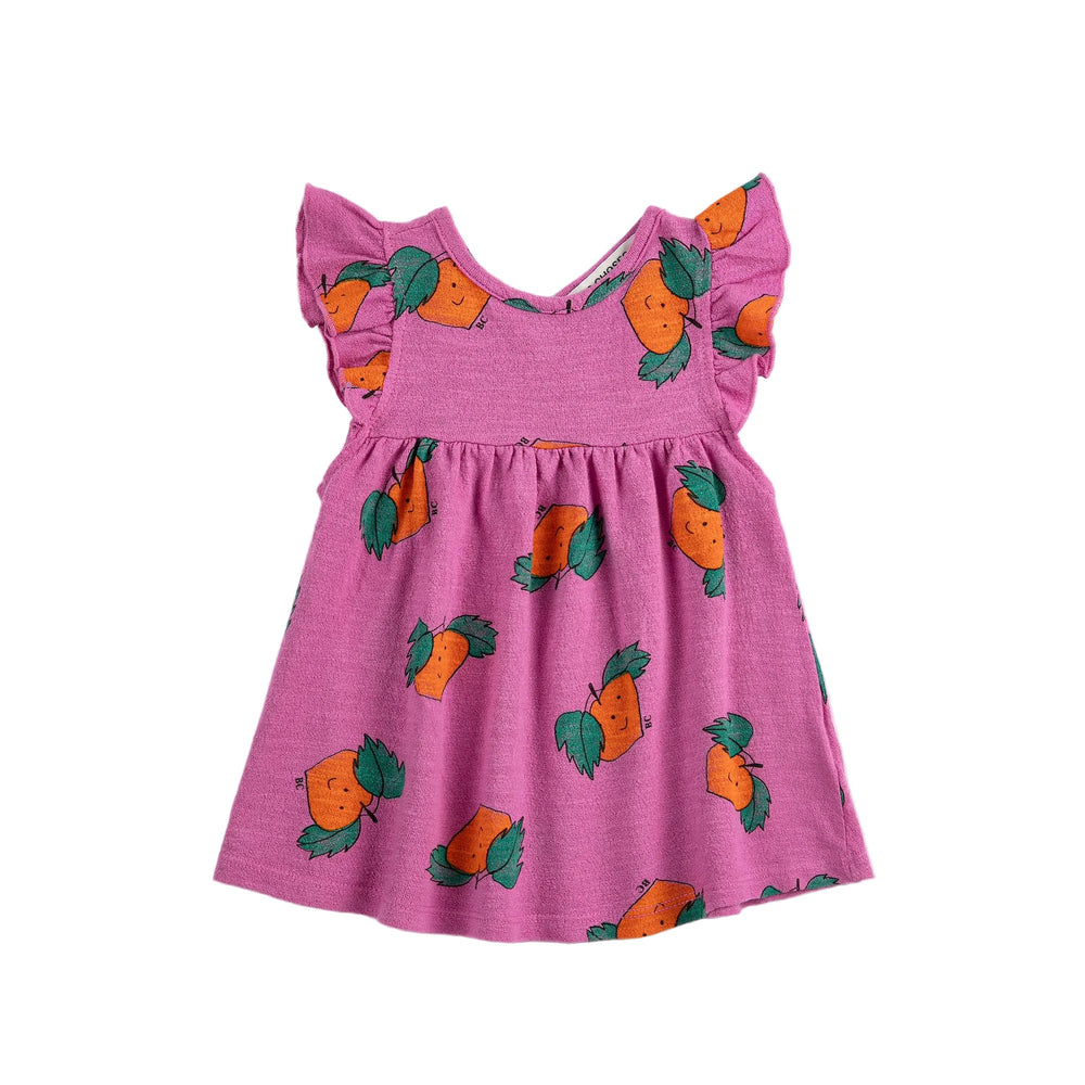 TANGERINE ALL OVER RUFFLE DRESS