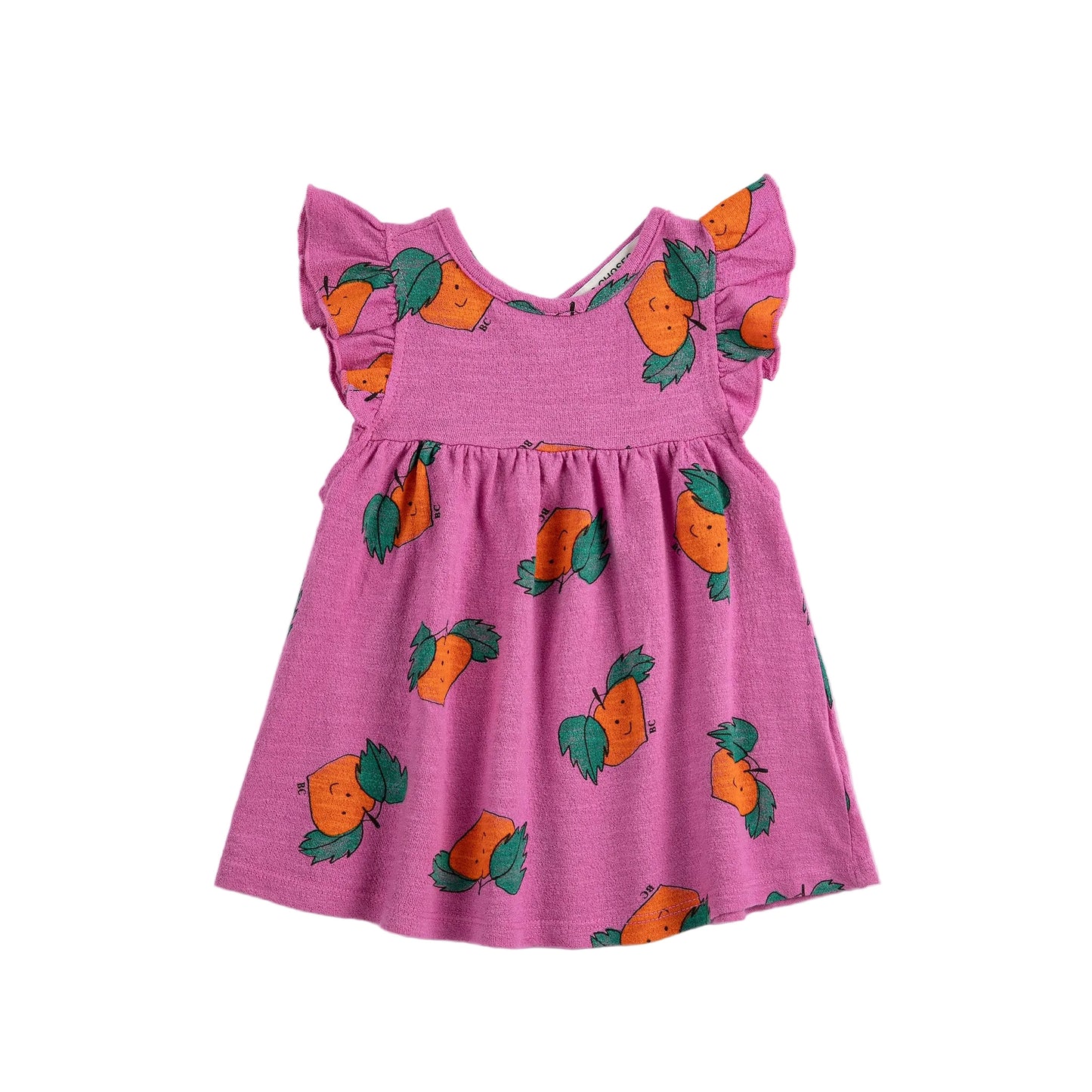 TANGERINE ALL OVER RUFFLE DRESS