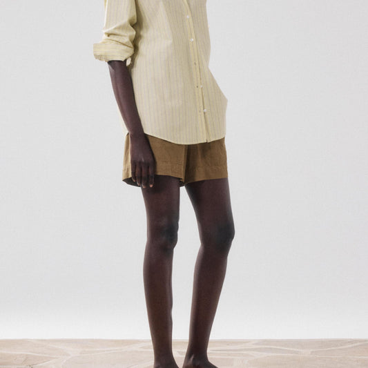 CHARLOT WOMENS WOVEN SHIRT - YELLIOW & BROWN
