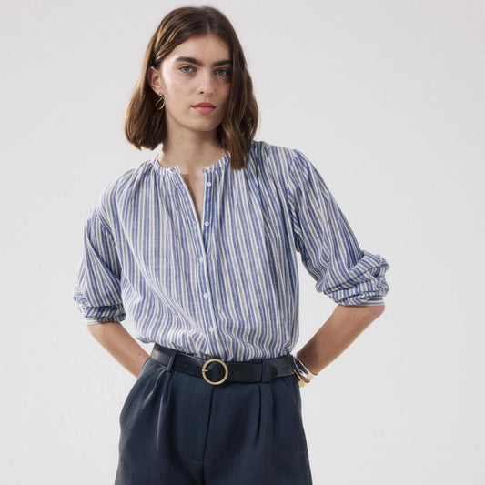 CLAYTON WOMENS WOVEN SHIRT - BLUE