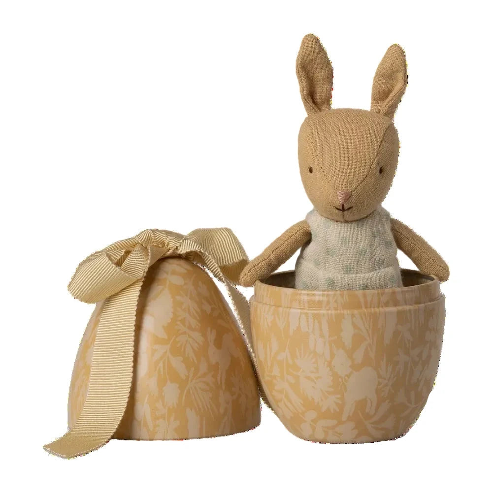 SMALL EASTER EGG WITH MICRO RABBIT - YELLOW