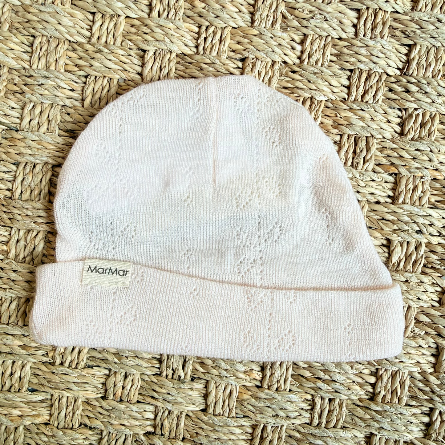 AIKO NEWBORN BABY CAP - SOFT PINK POINTELLE