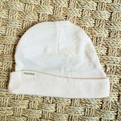 AIKO NEWBORN BABY CAP - SOFT PINK POINTELLE