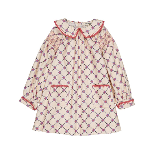 MARTHA FLORAL CHECK GIRLS DRESS