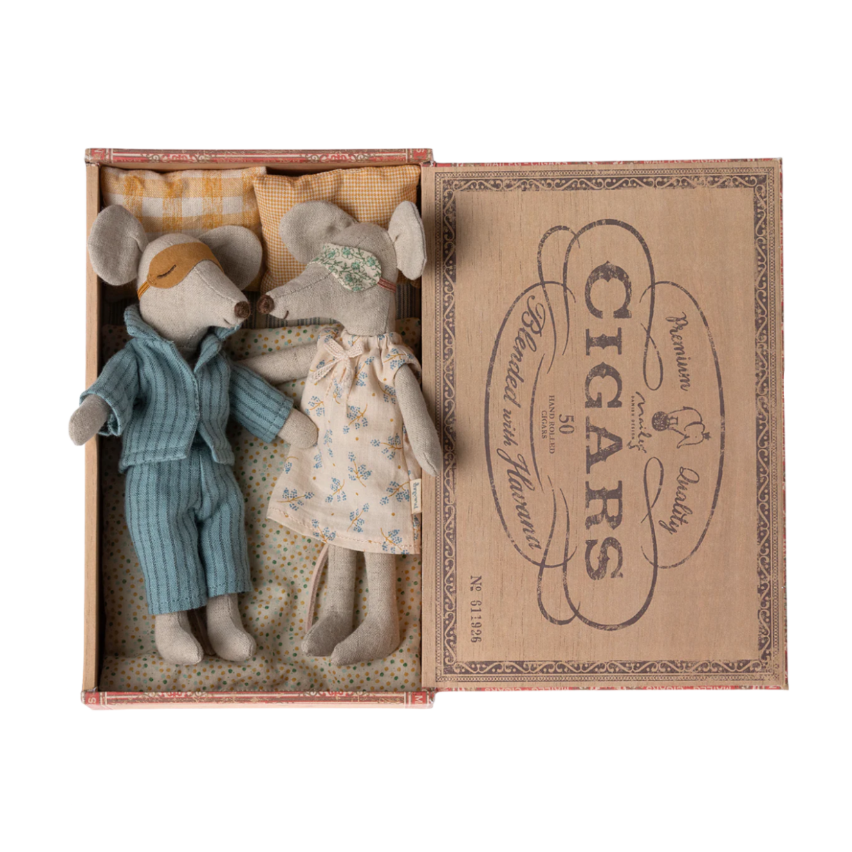MAILEG MUM AND DAD MICE IN CIGAR BOX