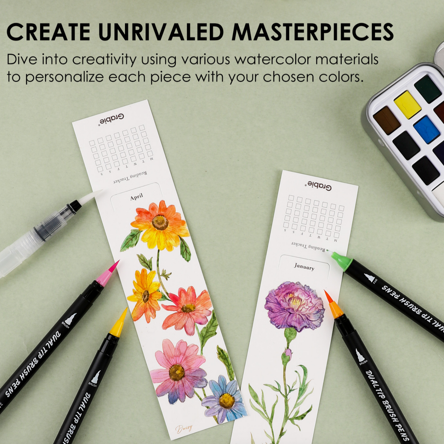 WATERCOLOR COLORING BOOKMARKS