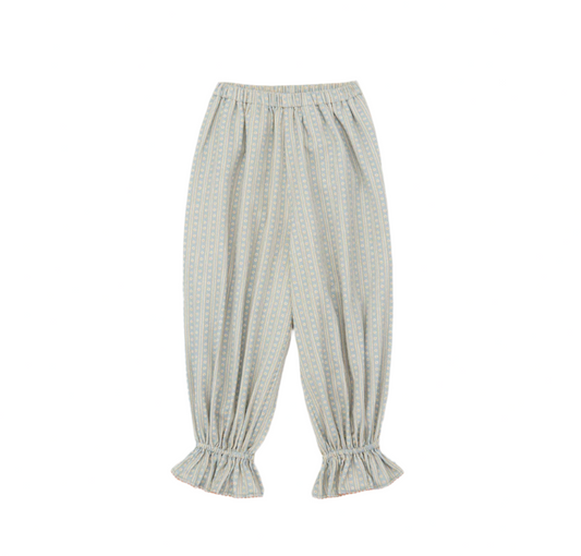 Light blue checkered pants on a white background