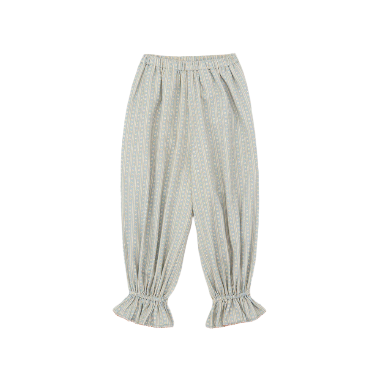 Light blue checkered pants on a white background