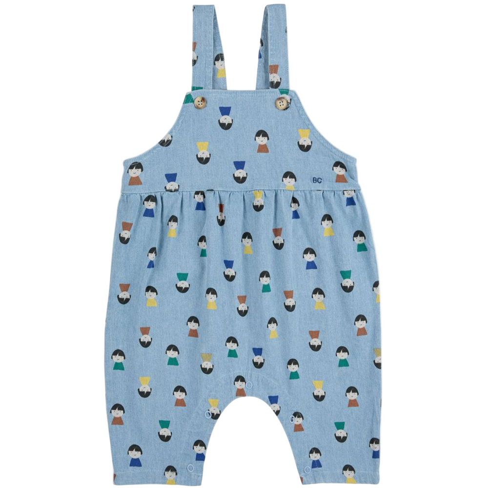 GAME PAWNS ALL OVER LIGHT DENIM OVERALLS