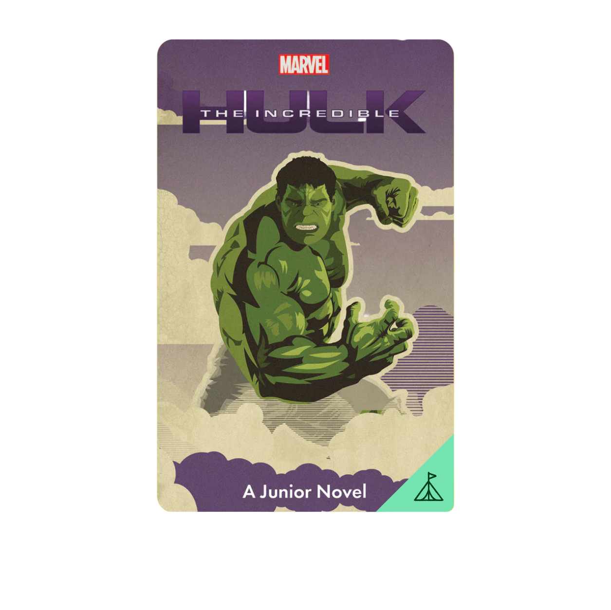 Book cover of 'The Incredible Hulk' junior novel with green superhero on yellow background