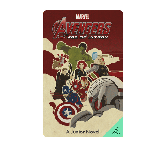 Book cover of 'Avengers: Age of Ultron' junior novel with superhero characters on a yellow background