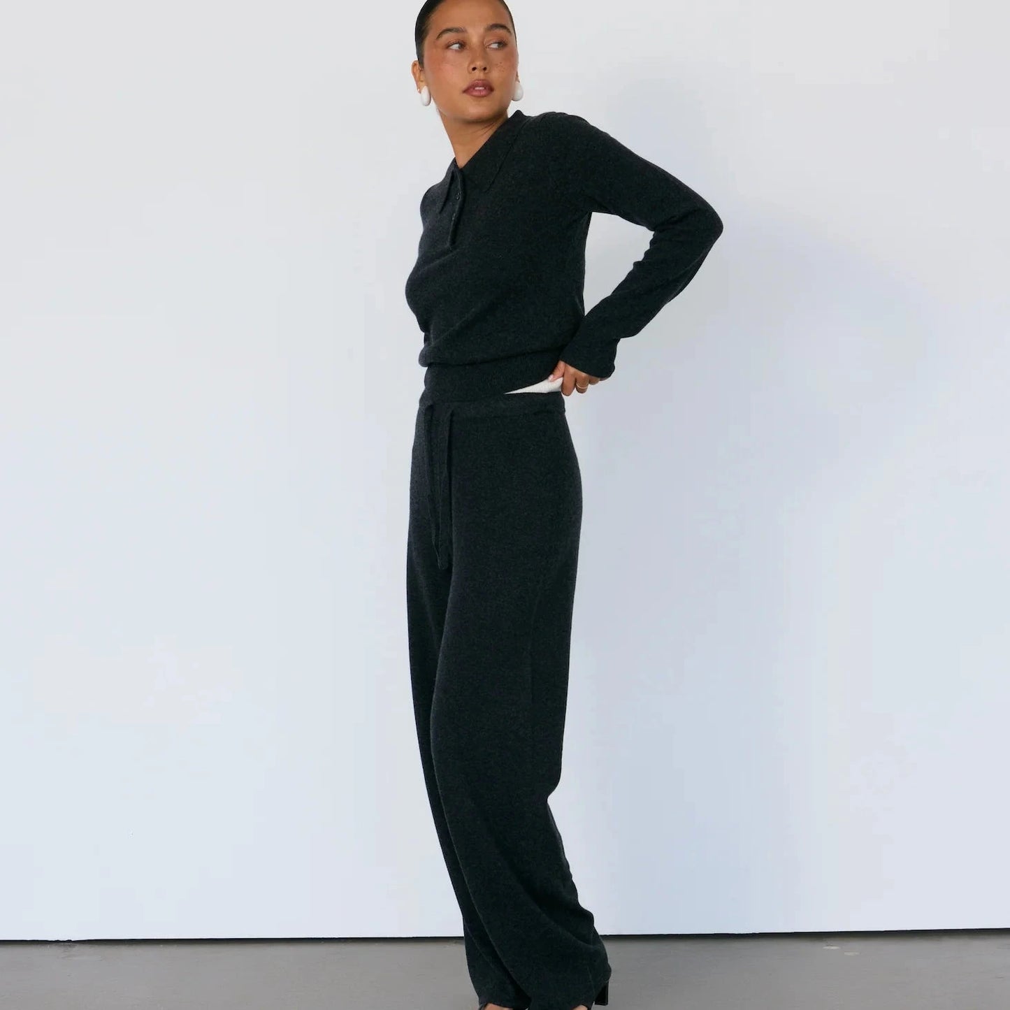 TOVE CASHMERE POLO - CHARCOAL