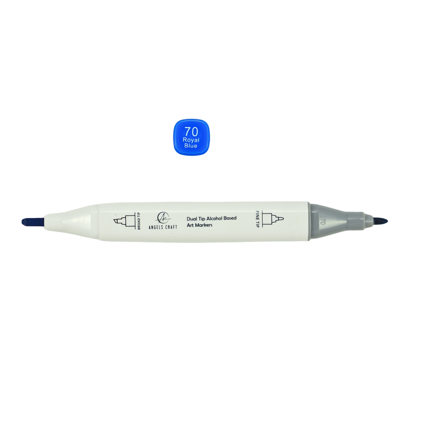 White art marker with blue cap on a white background