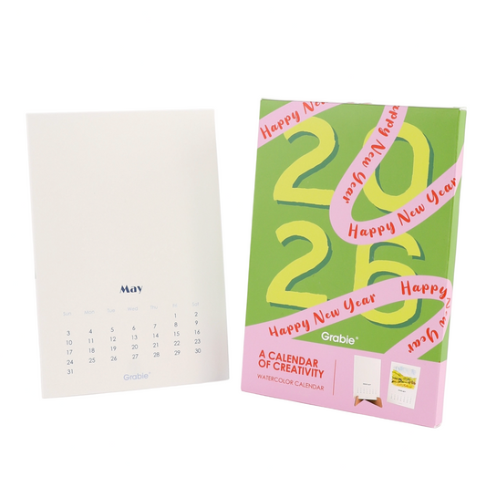 Calendar of Creativity 2026 with a green and pink design on a white background