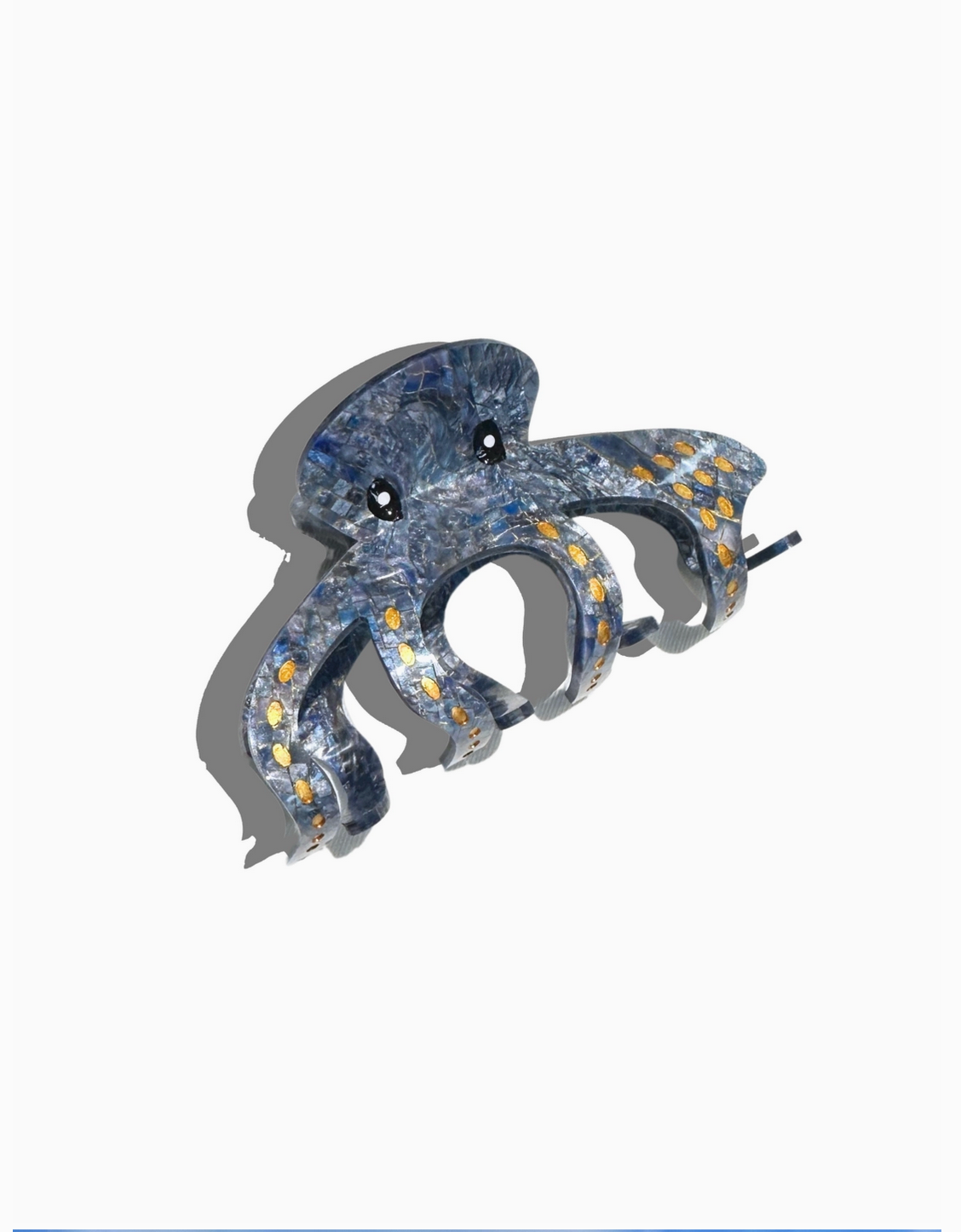 Decorative wall light fixture with blue and gold design on a white background