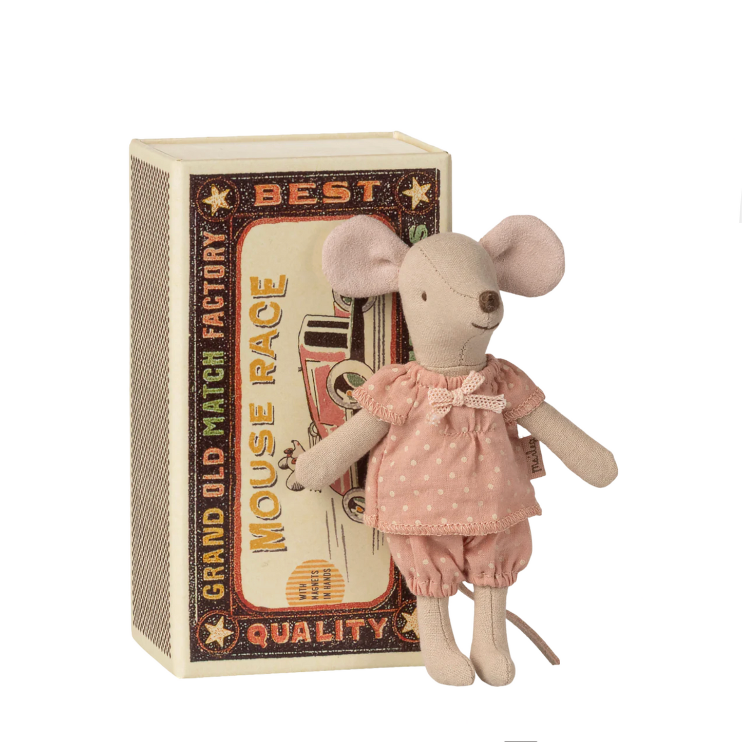 BIG SISTER MOUSE IN MATCHBOX - PINK POLKA DOT PJ
