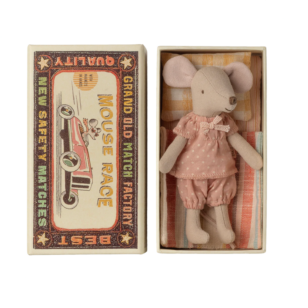 BIG SISTER MOUSE IN MATCHBOX - PINK POLKA DOT PJ