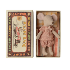 BIG SISTER MOUSE IN MATCHBOX - PINK POLKA DOT PJ