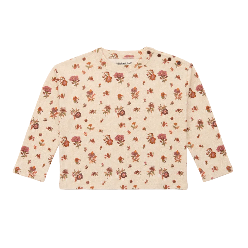 LONG SLEEVE BOXY TOP - STRING ANTIQUE ROSE