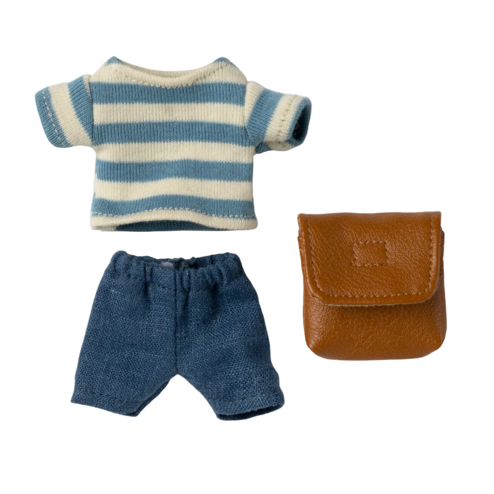 MAILEG BIG BROTHER CLOTHING SET - CLOTHES AND BROWN BACKPACK