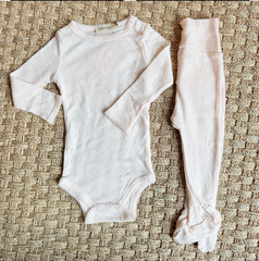BENEDIKTE NOOS WOOL POINTELLE LONG SLEEVE ONESIE + SET - SOFT PINK