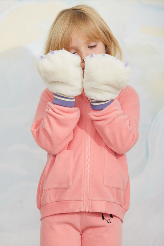 FAUX FUR MITTENS - OFF-WHITE