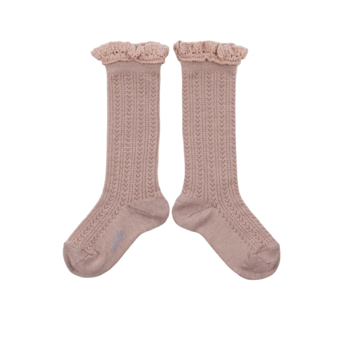 ADELINE POINTELLE MERINO WOOL KNEE SOCKS