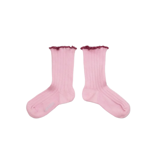 DELPHINE LETTUCE TRIM RIBBED SOCKS
